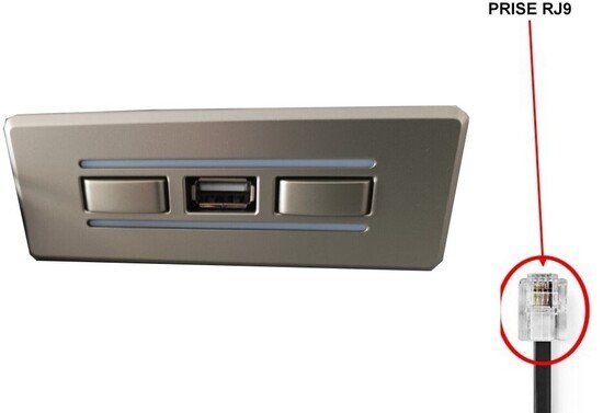 Boitier de commande encastrable CIAR N500041148 2 boutons + USB - prise RJ9