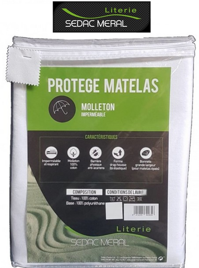 Protge Matelas molleton 100% coton - Impermable, respirant et anti-acariens