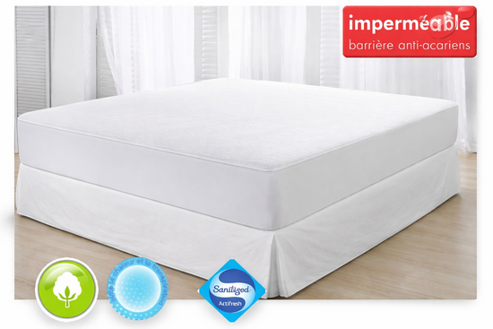 Prot�ge Matelas molleton 100% coton - Imperm�able, respirant et anti-acariens