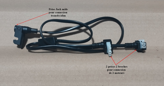 Cble CIAR N400010488 rpartiteur long en Y - 1 prise JACK mle et 2 prises 2 broches