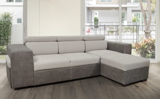 Canap d'angle convertible REVERSO avec 2 poufs et coffre de rangement