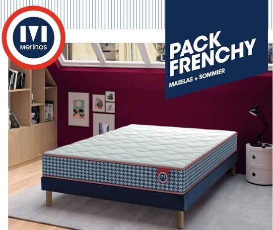 MATELAS + SOMMIER FRENCHY PACK MERINOS