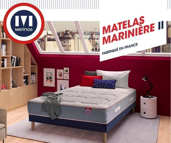 Matelas MERINOS MARINIERE II - RESSORTS ENSACHS - HAUTEUR 26 CM