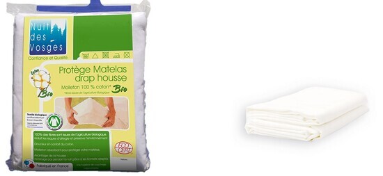 Protge matelas en coton bio, forme drap-housse avec bonnet 30 cm - NATURA