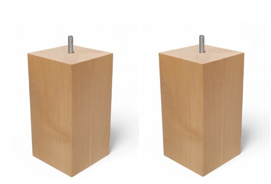 Jeux de 2 Pieds de Sommier Robuste CARR� XXL (90x90mm) -  Finition Naturelle