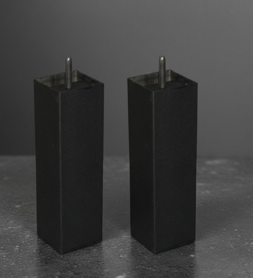 Jeux de 2 Pieds de sommier carr� m�tal noir mat - PACIFIC