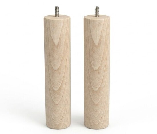 Pieds de Sommier Cylindriques en Bois Brut (Lot de 2)