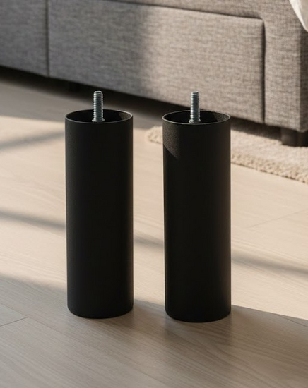 Jeux de 2 Pieds de sommier cylindrique en m�tal noir mat - SAMOA