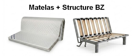 Structure de banquette BZ couchage 140 avec matelas 12 CM HD 30 kg/m3