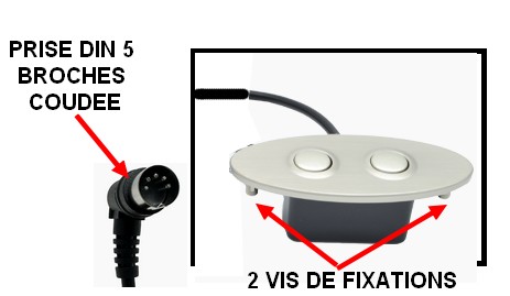 Boitier de commande 2 boutons - encastrable Okin-Dewert - SHS-PURE 7066