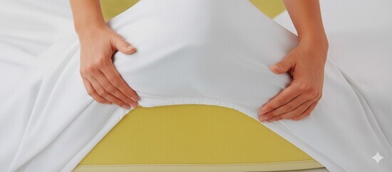 Prot�ge matelas en molleton coton, forme drap-housse - BRICE